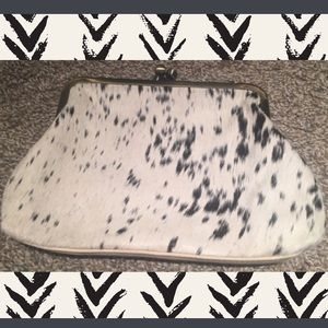 Beautiful Kiss Lock Calf-hair Spotted Clutch